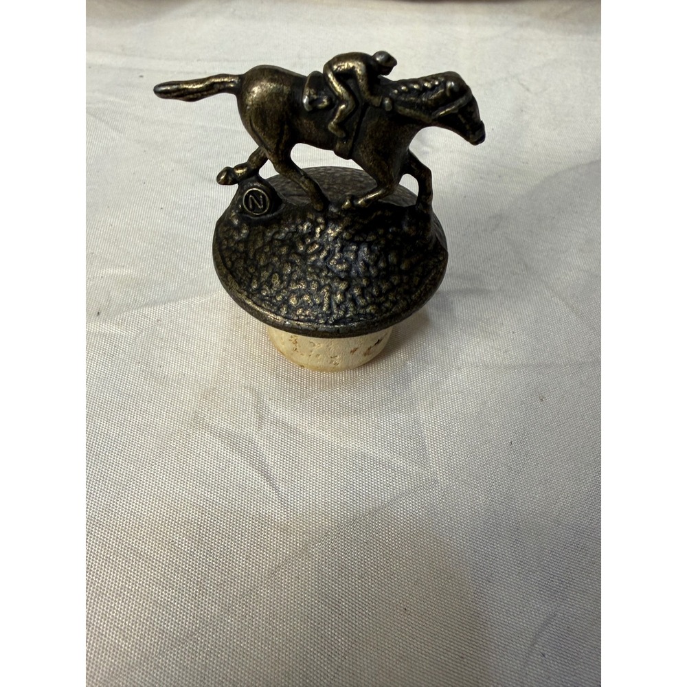 Blanton's Bourbon Horse Bottle Stopper Letter N Bronze Tone Metal Jockey Cork